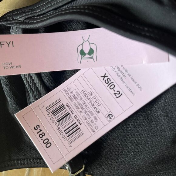 Wild Fable Size XS Black Bikini Swim Top – Strappy Tie Front - Picture 4 of 4